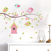 Autocolant de perete cu pasăre drăguță din desene animate Cameră de copii Decori de perete pentru camera de bebeluș Decor pentru camera de zi pentru copii Decor pentru dormitor DIY