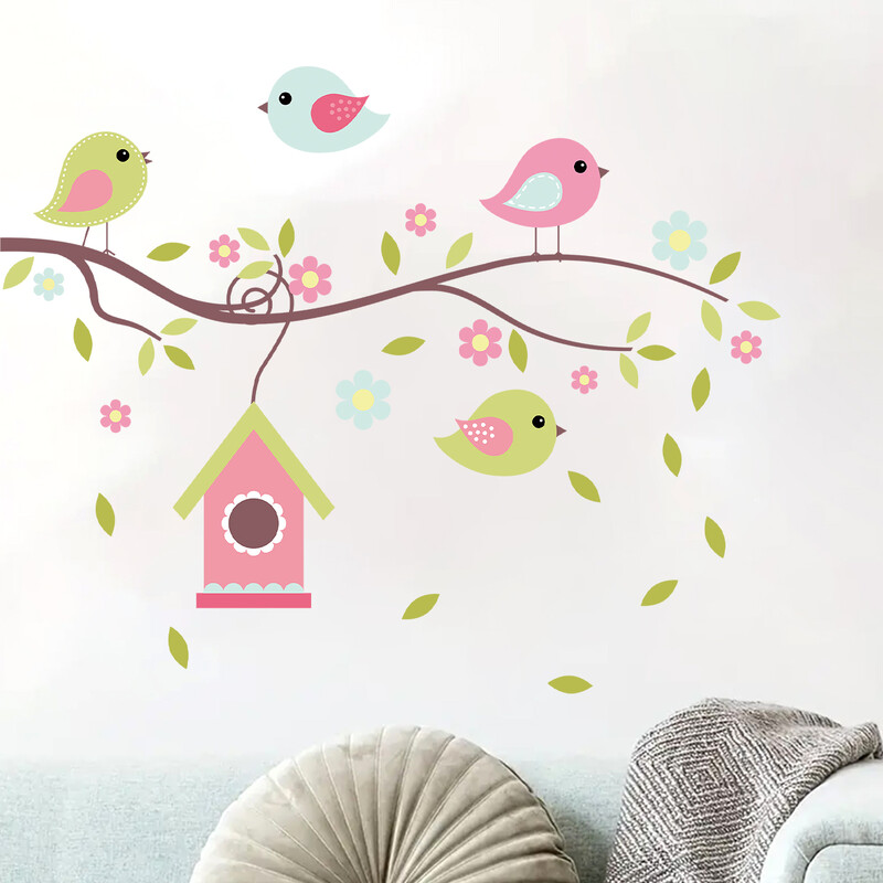 Autocolant de perete cu pasăre drăguță din desene animate Cameră de copii Decori de perete pentru camera de bebeluș Decor pentru camera de zi pentru copii Decor pentru dormitor DIY
