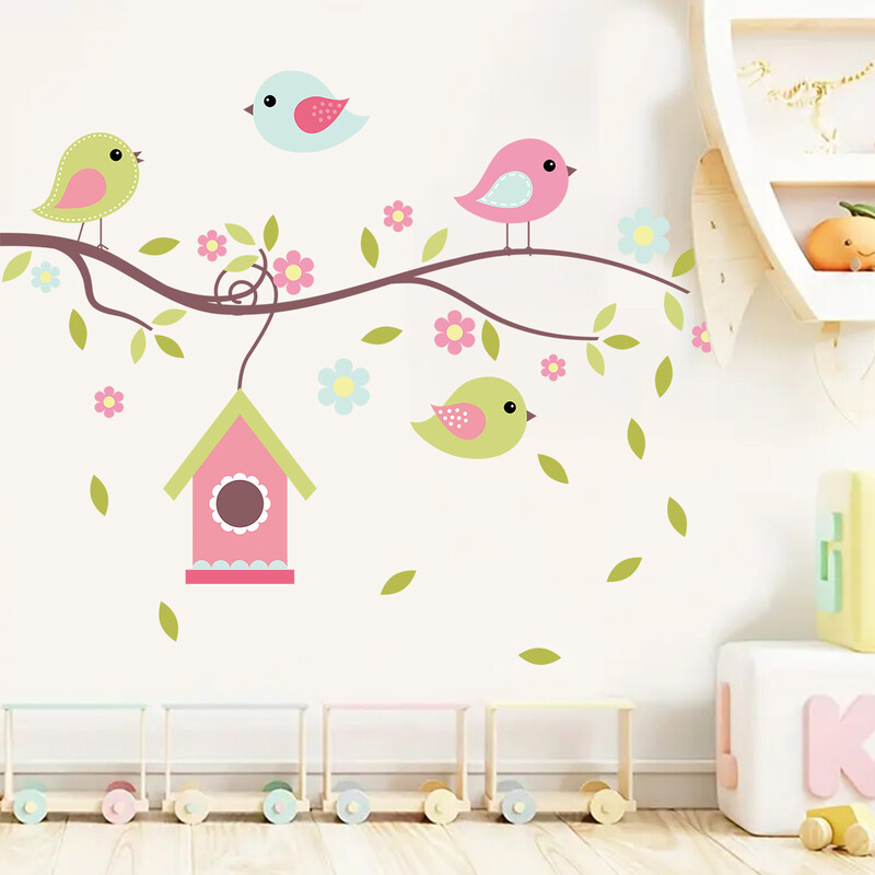 Autocolant de perete cu pasăre drăguță din desene animate Cameră de copii Decori de perete pentru camera de bebeluș Decor pentru camera de zi pentru copii Decor pentru dormitor DIY