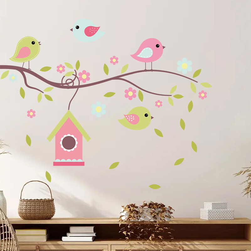 Autocolant de perete cu pasăre drăguță din desene animate Cameră de copii Decori de perete pentru camera de bebeluș Decor pentru camera de zi pentru copii Decor pentru dormitor DIY