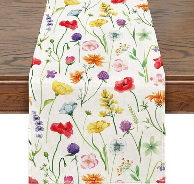 Vasaros mėlyni lapai Lininiai stalo bėgikai Šventinių vakarėlių papuošimai Daugkartiniai plaunami valgomojo stalo bėgikai Virtuvės stalo dekorai