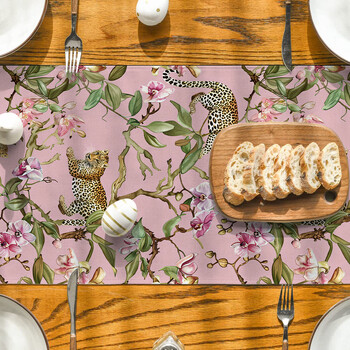 Leopard Zebra Animal Turtle Back Bamboo Table Runner Home Γάμος Κεντρικά Διακόσμηση Πάρτυ Τραπεζοδρομείς Τραπεζαρία Μακρύ ύφασμα