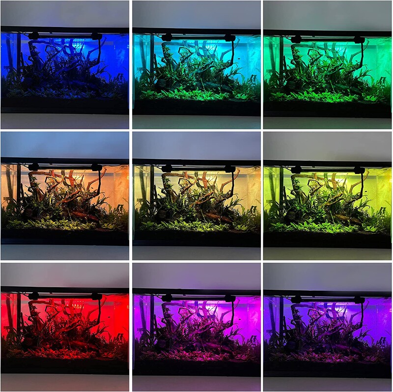 RGB akvariumo šviesa 19-59cm Nuotolinio valdymo nardymo lempa Spalvinga lempa 90-260v lempa augalams Žuvų rezervuaras būtinas amfibijai