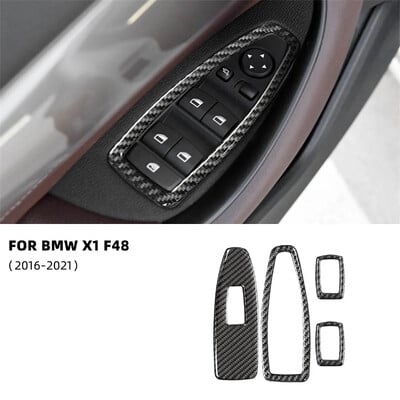 Pentru BMW X1 F48 2016-2021 comutator ridicare geam blocare cadru capac ornamente accesorii din fibră de carbon reală pentru autocolante auto accesorii