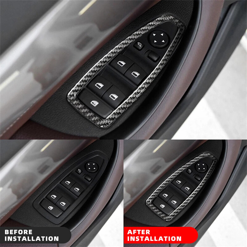 Pentru BMW X1 F48 2016-2021 comutator ridicare geam blocare cadru capac ornamente accesorii din fibră de carbon reală pentru autocolante auto accesorii