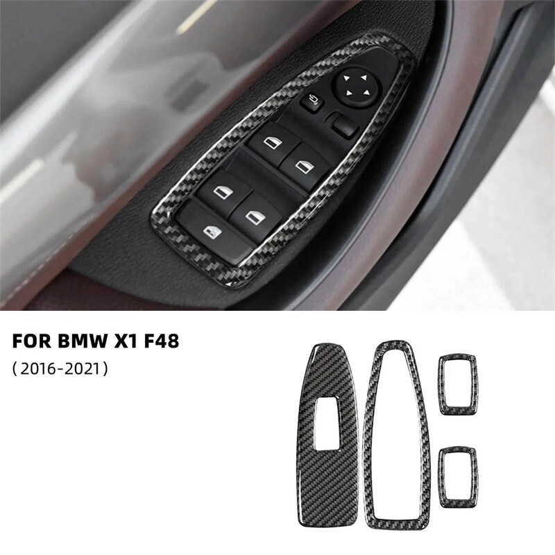 Pentru BMW X1 F48 2016-2021 comutator ridicare geam blocare cadru capac ornamente accesorii din fibră de carbon reală pentru autocolante auto accesorii
