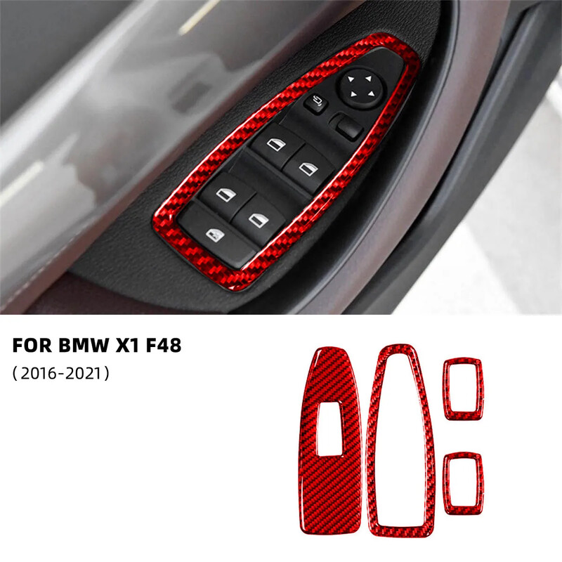 Pentru BMW X1 F48 2016-2021 comutator ridicare geam blocare cadru capac ornamente accesorii din fibră de carbon reală pentru autocolante auto accesorii