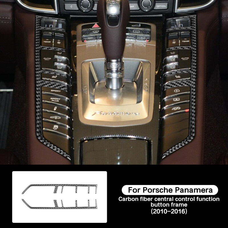 Porsche Panamera 2010-2016 valódi szénszálas központi vezérléshez funkció gomb keret csíkok autóbelső tartozékok matrica