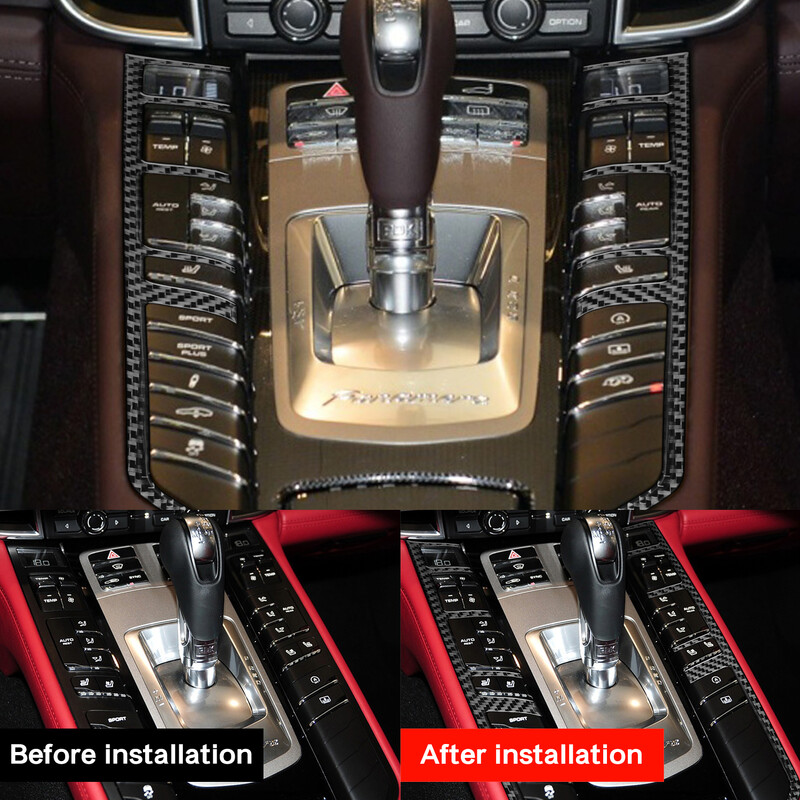 Porsche Panamera 2010-2016 valódi szénszálas központi vezérléshez funkció gomb keret csíkok autóbelső tartozékok matrica