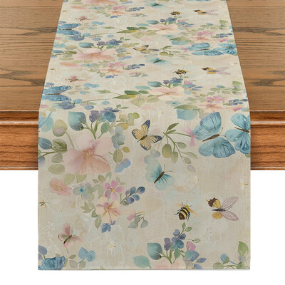 Λουλούδια Πεταλούδες Τραπεζοδρομείς Διακόσμηση Τραπεζιού Κουζίνας Αγροικία Πλένεται Τραπέζι Τραπεζαρίας Δρομέας Γιορτινό πάρτι Διακοσμήσεις γάμου