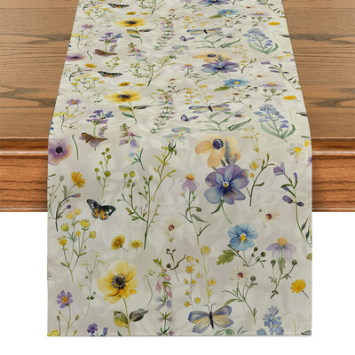 Λουλούδια Πεταλούδες Τραπεζοδρομείς Διακόσμηση Τραπεζιού Κουζίνας Αγροικία Πλένεται Τραπέζι Τραπεζαρίας Δρομέας Γιορτινό πάρτι Διακοσμήσεις γάμου