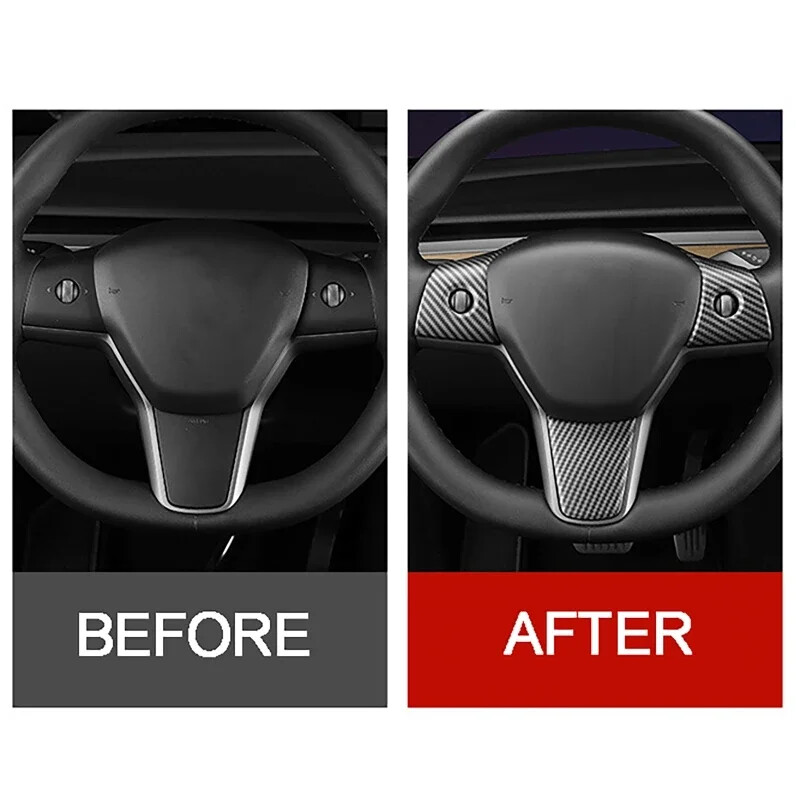 3 ks nálepiek na volant auta pre Tesla Model 3 2017-2023/Tesla Model Y 2019-2023