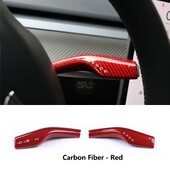 Automobilio priedų kolonėlės perjungimo dangtelis, skirtas Tesla Model 3 Y ABS Anglies pluošto raštas 2 vnt Valytuvo pavarų svirtis Dekoratyviniai lipdukai