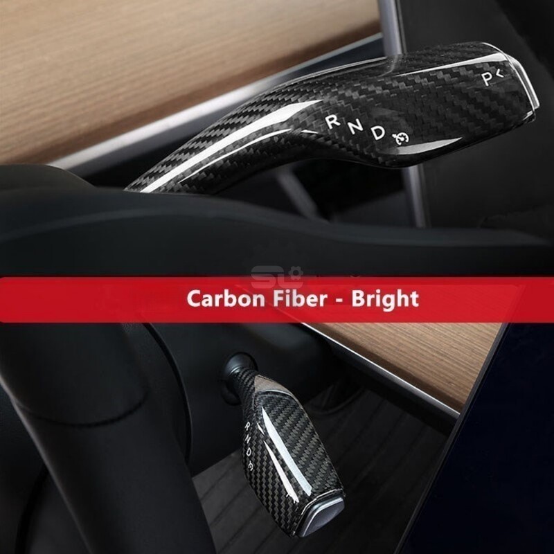 Automobilio priedų kolonėlės perjungimo dangtelis, skirtas Tesla Model 3 Y ABS Anglies pluošto raštas 2 vnt Valytuvo pavarų svirtis Dekoratyviniai lipdukai