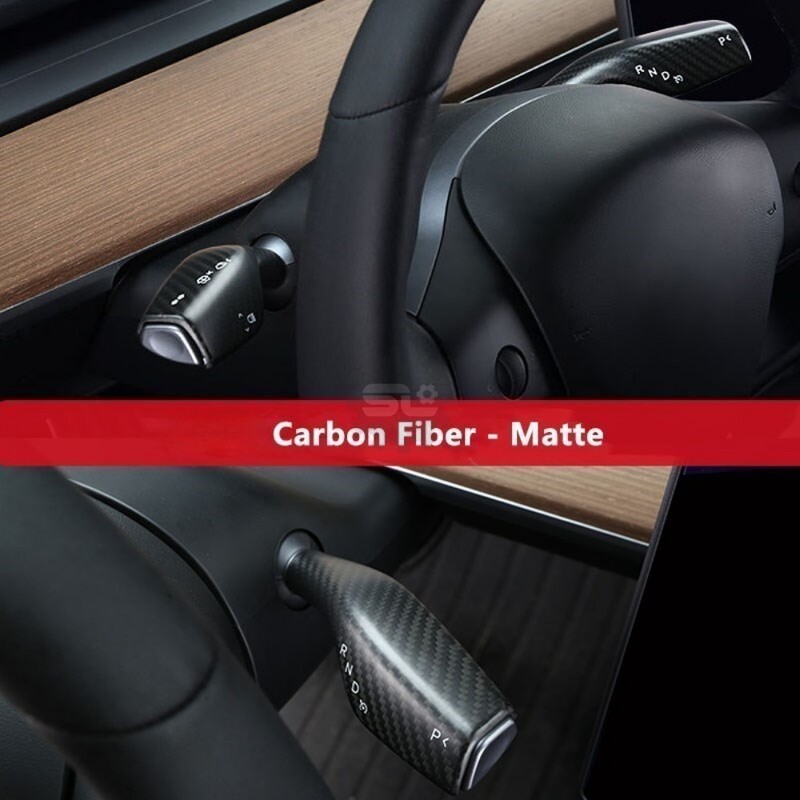 Automobilio priedų kolonėlės perjungimo dangtelis, skirtas Tesla Model 3 Y ABS Anglies pluošto raštas 2 vnt Valytuvo pavarų svirtis Dekoratyviniai lipdukai