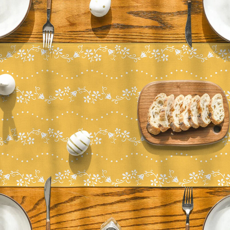 Пътека за маса с цветя и растения Синя геометрия Пътека за маса Ресторант Декорация за маса