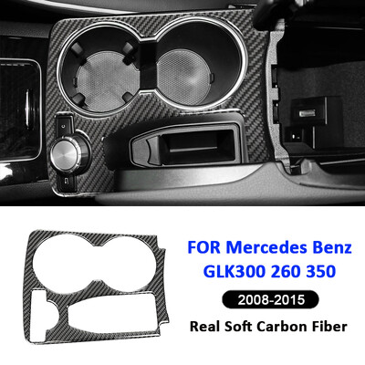Carbon Fiber Car Center vízpohártartó panel díszkeret belső dekorációs matrica Mercedes Benz GLK300 260 350 2008-2015