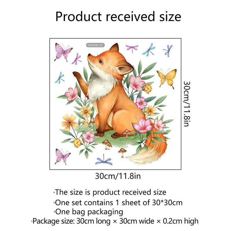 30*30cm Roztomilé zvieracie rastliny kvety motýle nástenné nálepky obývacia izba pozadie nástenná dekorácia izby nástenná nálepka Ms4246