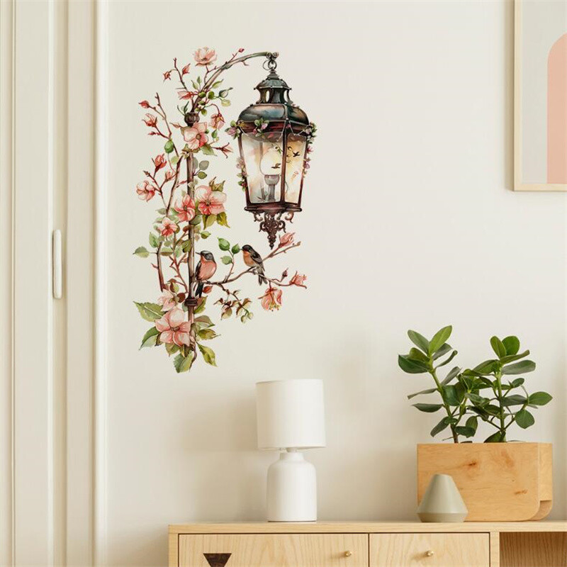 Autocolant de perete cu pandantiv cu flori roz Decor de perete detașabil pentru decorare pentru casă cu flori stereo impermeabile pentru dormitor