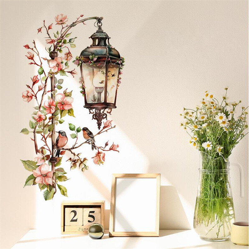 Autocolant de perete cu pandantiv cu flori roz Decor de perete detașabil pentru decorare pentru casă cu flori stereo impermeabile pentru dormitor