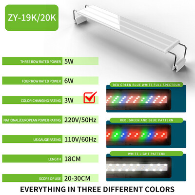 20 cm–60 CM itin ploni šviesos diodai Akvariumo apšvietimas Vandens augalų apšvietimas Ištraukiamas vandeniui atsparus segtukas ant lempos žuvų bakui 110v-240v