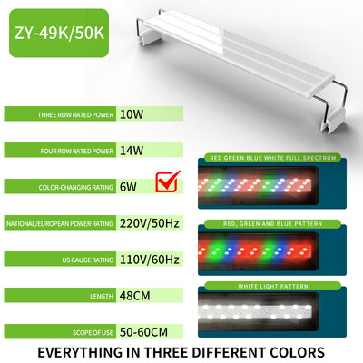 20 cm–60 CM itin ploni šviesos diodai Akvariumo apšvietimas Vandens augalų apšvietimas Ištraukiamas vandeniui atsparus segtukas ant lempos žuvų bakui 110v-240v