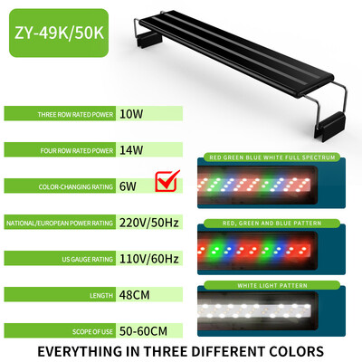 20 cm–60 CM itin ploni šviesos diodai Akvariumo apšvietimas Vandens augalų apšvietimas Ištraukiamas vandeniui atsparus segtukas ant lempos žuvų bakui 110v-240v
