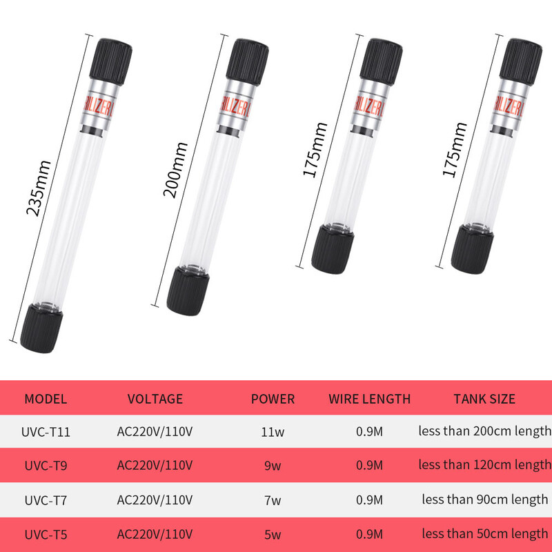 Žuvų tankų panardinamoji UV sterilizavimo lempa šviesos ultravioletinių spindulių filtras, vandeniui atsparus vandens valiklis akvariumo tvenkiniams Coral 5w/7w/9w/11w