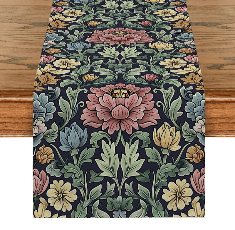 Vintage Τραπέζι Runner Διακόσμηση Τραπεζιού Κουζίνας Φυτά Λουλούδια Τραπέζι Lily Runner Τραπέζι Διακοσμήσεις Γάμου