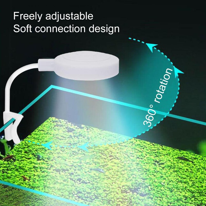 1 vnt. 360° reguliuojamas universalus vamzdelis žuvų bako žibintai Patvarus vandeniui atsparus LED akvariumo apšvietimas, prisegamas žuvims