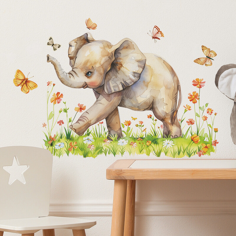 Ziloņu ziedu vinila sienas uzlīmes bērnu istabas dekorēšanai Pašlīmējošās tapetes Istabas dekors Guļamistabas dekors Mājas dekors