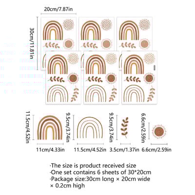 Μεγάλο αυτοκόλλητο τοίχου Boho Rainbow παιδικό βινύλιο για διακόσμηση βρεφικού δωματίου Αξεσουάρ κρεβατοκάμαρας Διακοσμητική αυτοκόλλητη ταπετσαρία διακόσμηση τοίχου