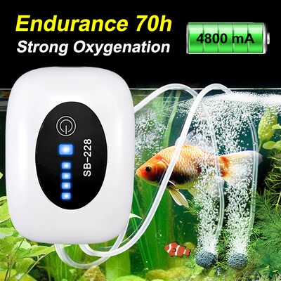 4800mAh Аквариум Кислородна въздушна помпа Компресор Fish Tank USB зареждане Малък преносим ауспух Ултра тих вътрешен риболов на открито