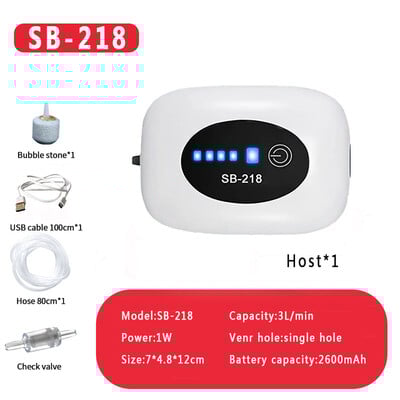 Ενυδρείο 4800mAh Αντλία αέρα οξυγόνου Συμπιεστής Δεξαμενή ψαριών Φόρτιση USB Μικρή φορητή εξάτμιση Ultra Silent Indoor Outdoor Fishing