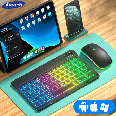 Billentyűzet táblagéphez Android iOS Windows Vezeték nélküli egér Billentyűzet Bluetooth-kompatibilis Rainbow háttérvilágítású billentyűzet iPad telefonhoz