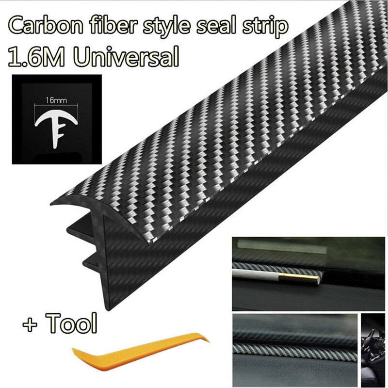 Αυτοκόλλητα 1,6M αυτοκόλλητα στεγανοποιητικό ταμπλό από καουτσούκ, με προστασία από τη σκόνη, στεγανοποίηση ταινίας αυτοκόλλητα από ανθρακονήματα, ταινία σφράγισης κενό στο ταμπλό αυτοκινήτου