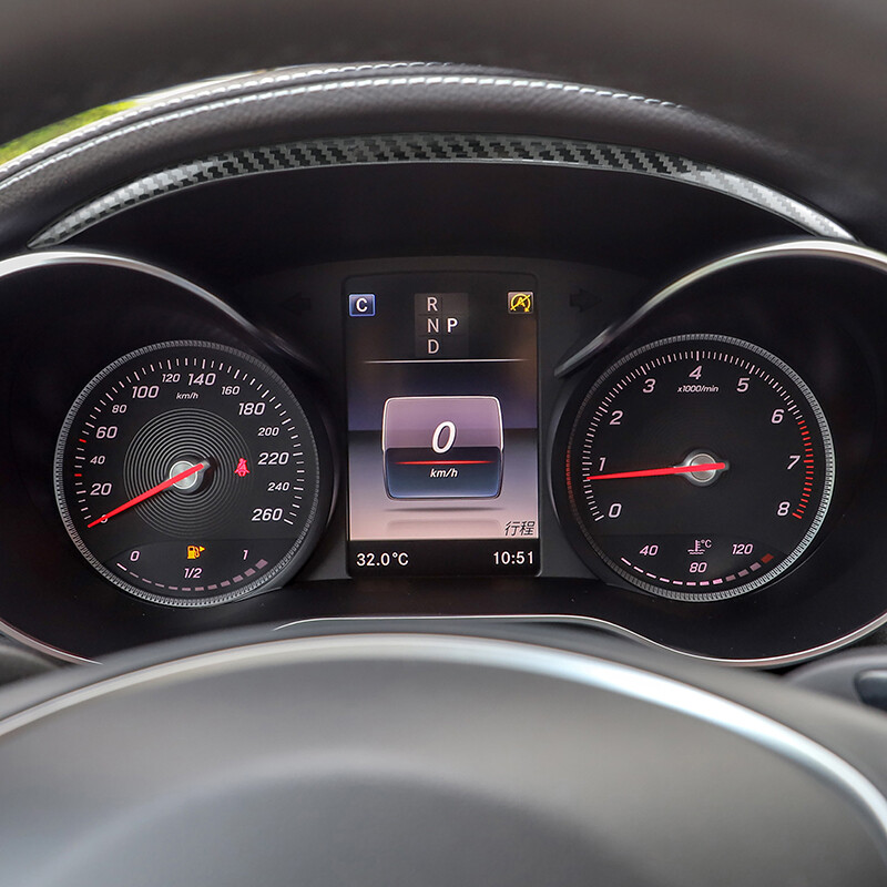 Automobilio prietaisų skydelio rėmo apdailos juostelės anglies tekstūra, skirta Mercedes Benz C klasės W205 GLC X253 2015-2020 interjero priedams