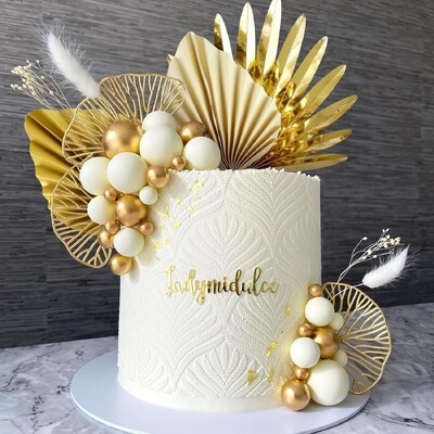 Cake Toppers Happy Birthday Cake Topper Μαύρες χρυσές μπάλες Διακοσμήσεις τούρτας για γενέθλια Διακόσμηση πάρτι για πάρτι γάμου για μωρά