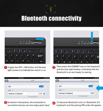 Безжична клавиатура за таблет за iOS Android Windows за iPad Samsung Xiaomi Huawei Teclado Bluetooth-съвместима клавиатура и мишка