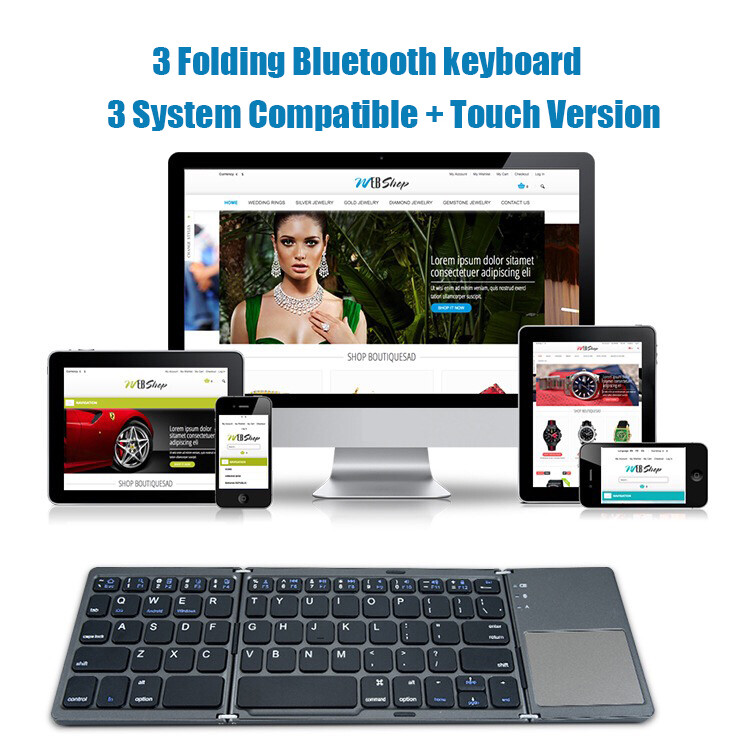 Tastatură Bluetooth pliabilă cu touchpad pentru IOS Android Windows Office Mini tastatură fără fir Stocare Trei sisteme Universal