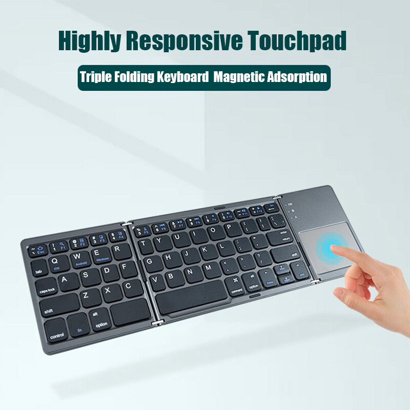 Tastatură Bluetooth pliabilă cu touchpad pentru IOS Android Windows Office Mini tastatură fără fir Stocare Trei sisteme Universal