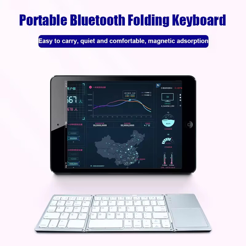 Tastatură Bluetooth pliabilă cu touchpad pentru IOS Android Windows Office Mini tastatură fără fir Stocare Trei sisteme Universal