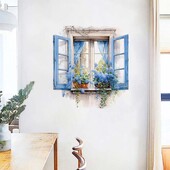 Αυτοκόλλητο τοίχου με παράθυρο λουλούδι Αυτοκόλλητο αυτοκόλλητο βινυλίου τέχνης για διακόσμηση σπιτιού τάξης Παιδικό δωμάτιο υπνοδωμάτιο Αυτοκόλλητα αυτοκόλλητα M884