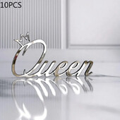 10PCS Честит рожден ден My Queen Cake Topper Премиум златен акрилен Crown Cake Topper за рожден ден и сватбени декорации