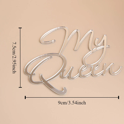10PCS Честит рожден ден My Queen Cake Topper Премиум златен акрилен Crown Cake Topper за рожден ден и сватбени декорации