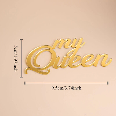 10PCS Честит рожден ден My Queen Cake Topper Премиум златен акрилен Crown Cake Topper за рожден ден и сватбени декорации