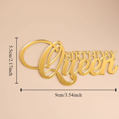 10PCS Честит рожден ден My Queen Cake Topper Премиум златен акрилен Crown Cake Topper за рожден ден и сватбени декорации