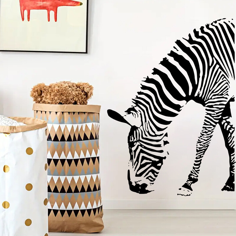 Simulirajte crno-bijele zebra umjetničke zidne naljepnice koje se mogu ukloniti za spavaću sobu, dnevni boravak, foaje, pozadinska dekoracija zidne naljepnice