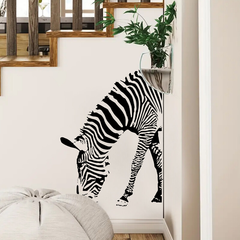 Simulirajte crno-bijele zebra umjetničke zidne naljepnice koje se mogu ukloniti za spavaću sobu, dnevni boravak, foaje, pozadinska dekoracija zidne naljepnice