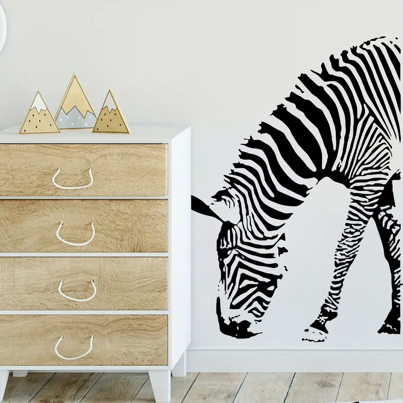 Simulirajte crno-bijele zebra umjetničke zidne naljepnice koje se mogu ukloniti za spavaću sobu, dnevni boravak, foaje, pozadinska dekoracija zidne naljepnice